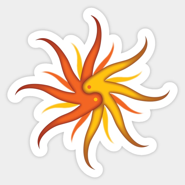 Yin Yang Sunburst Sticker by RudDesigns